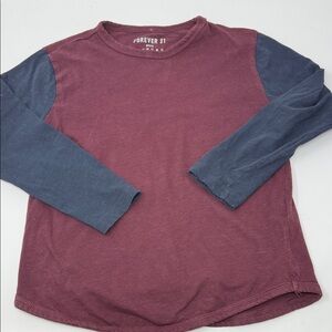 Forever 21 Boy’s  Maroon and Navy Long Sleeve Tee Size 5-6